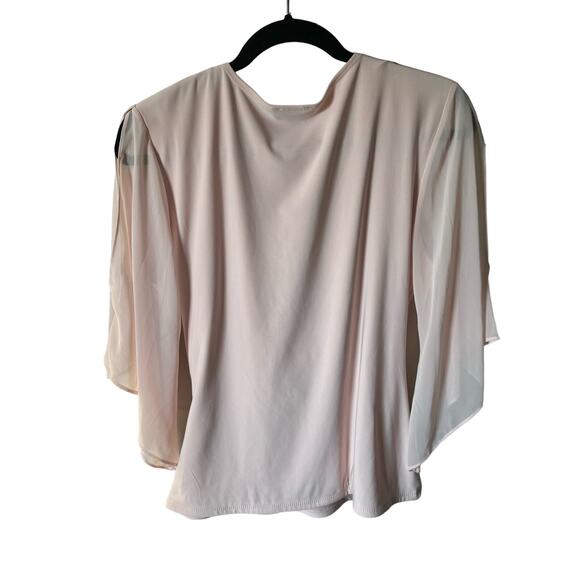 S.Levine Soft Baby Pink Cold Shoulder Rhinestone Blouse Top Women's Size Large - Picture 8 of 9